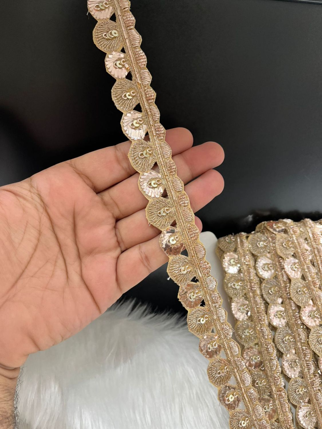 Beautifully Handcrafted Mukesh Work Lace Border for Sarees & Lehengas – 9 Meter