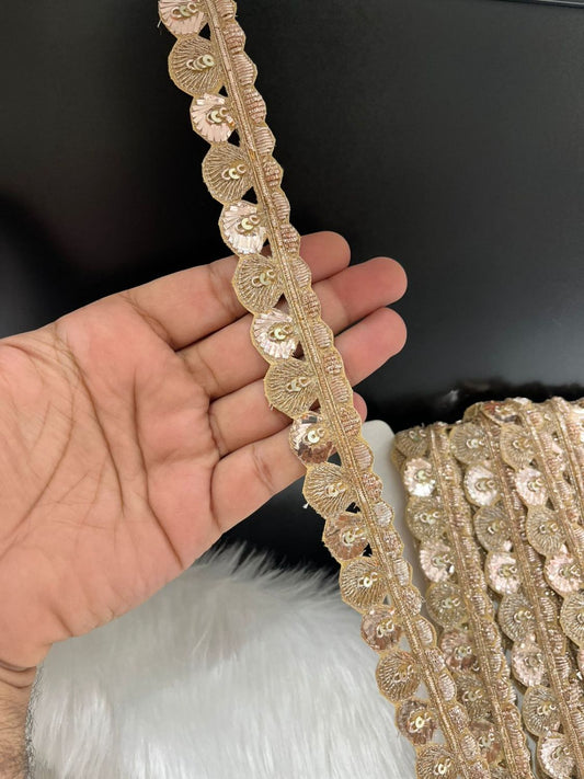 Beautifully Handcrafted Mukesh Work Lace Border for Sarees & Lehengas – 9 Meter