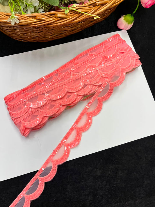 Designer Organza Lace for Sarees, Lehengas, Dupattas & Dresses – Premium Imported Organza Lace Border (1 Inch) | DC1044 | Design 20