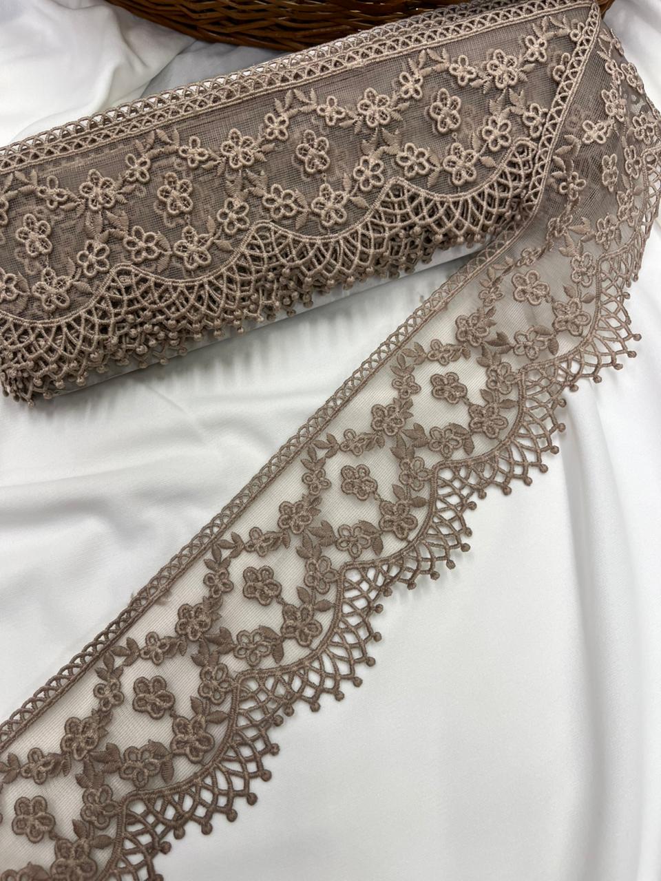 Soft Imported Net Lace Trim – Western Cotton Style Decorative Lace Border for Sarees, Dresses & Kurtis (3 Inch)