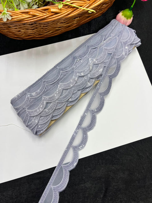 Designer Organza Lace for Sarees, Lehengas, Dupattas & Dresses – Premium Imported Organza Lace Border (1 Inch) | DC1044 | Design 22