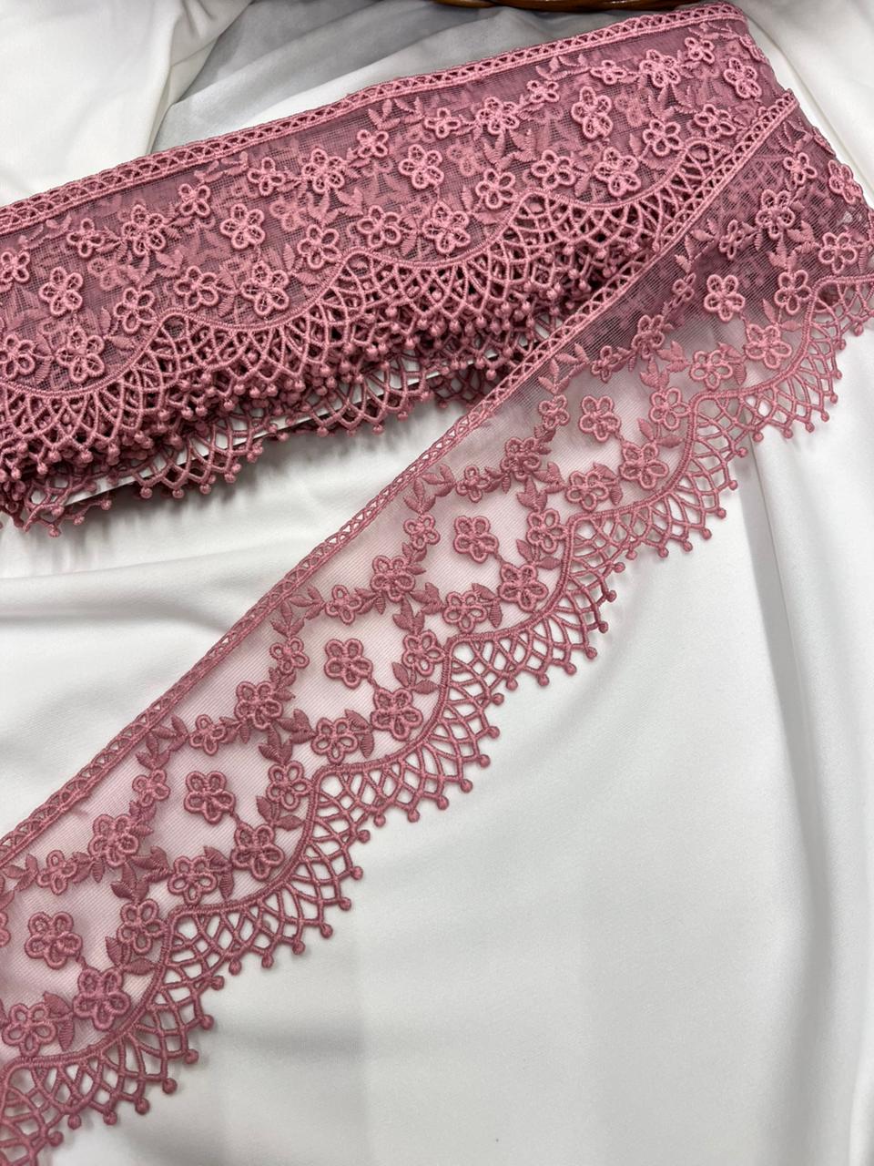Soft Imported Net Lace Trim – Western Cotton Style Decorative Lace Border for Sarees, Dresses & Kurtis (3 Inch)