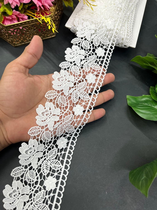 Beautiful White Cutwork Cotton Imported Lace – Premium Saree Laces & Dress Borders (9 Meter) | White