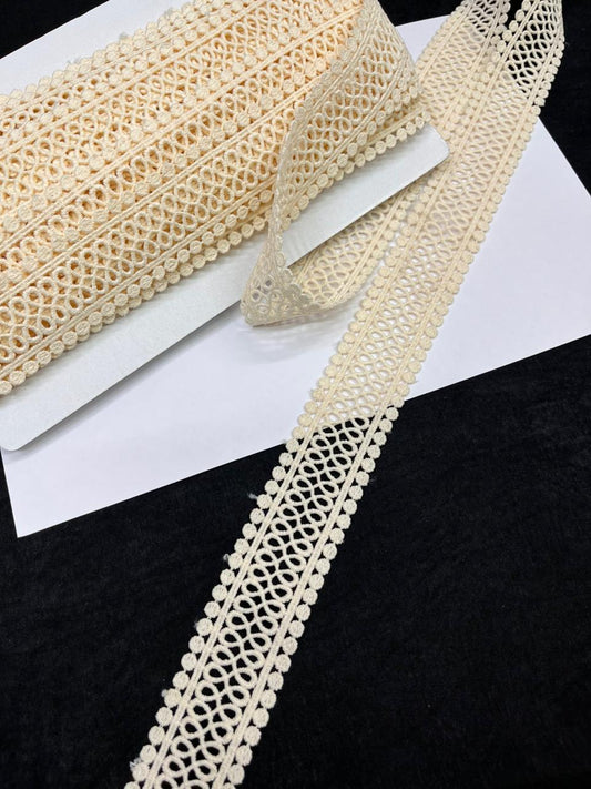 Cutwork Cotton Hakoba Lace – Premium 1.5 Inch Imported Decorative Border for Sarees, Dresses & Ethnic Wear (9 Meter)