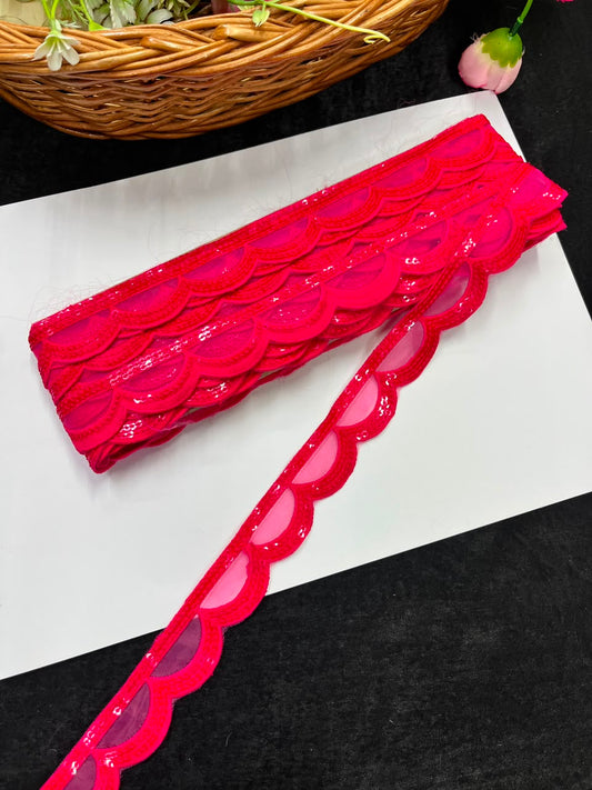 Designer Organza Lace for Sarees, Lehengas, Dupattas & Dresses – Premium Imported Organza Lace Border (1 Inch) | DC1044 | Design 27