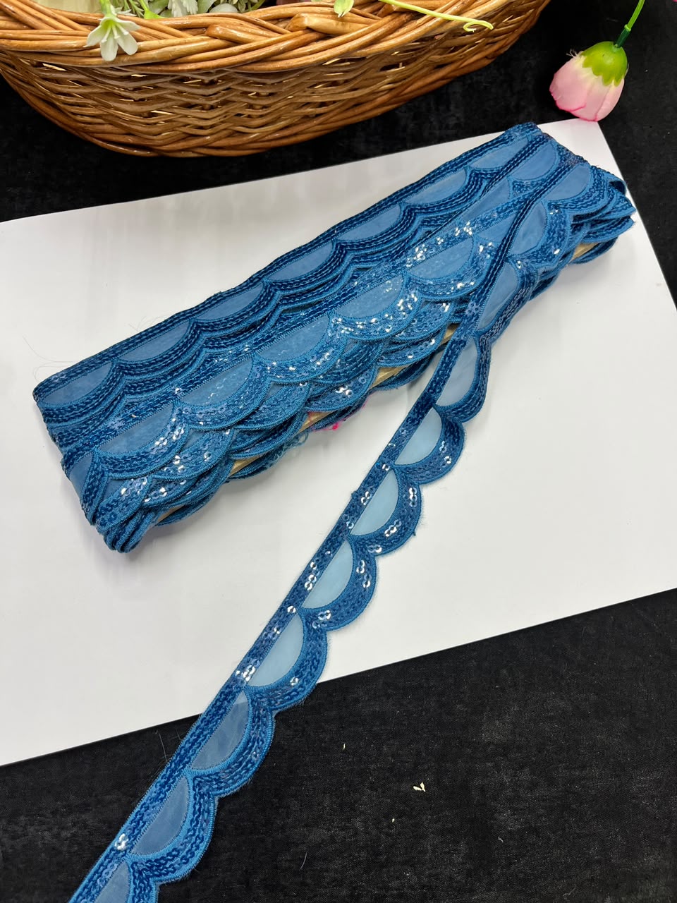 Designer Organza Lace for Sarees, Lehengas, Dupattas & Dresses – Premium Imported Organza Lace Border (1 Inch) | DC1044 | Design 2