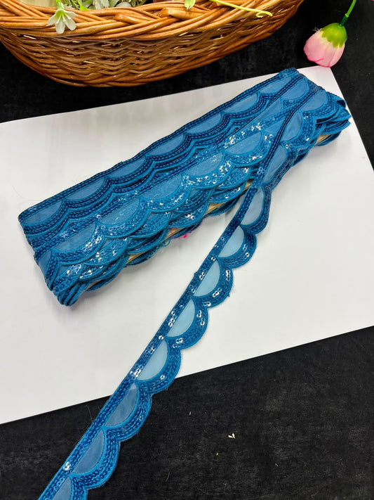 Designer Organza Lace for Sarees, Lehengas, Dupattas & Dresses – Premium Imported Organza Lace Border (1 Inch) | DC1044 | Design 2