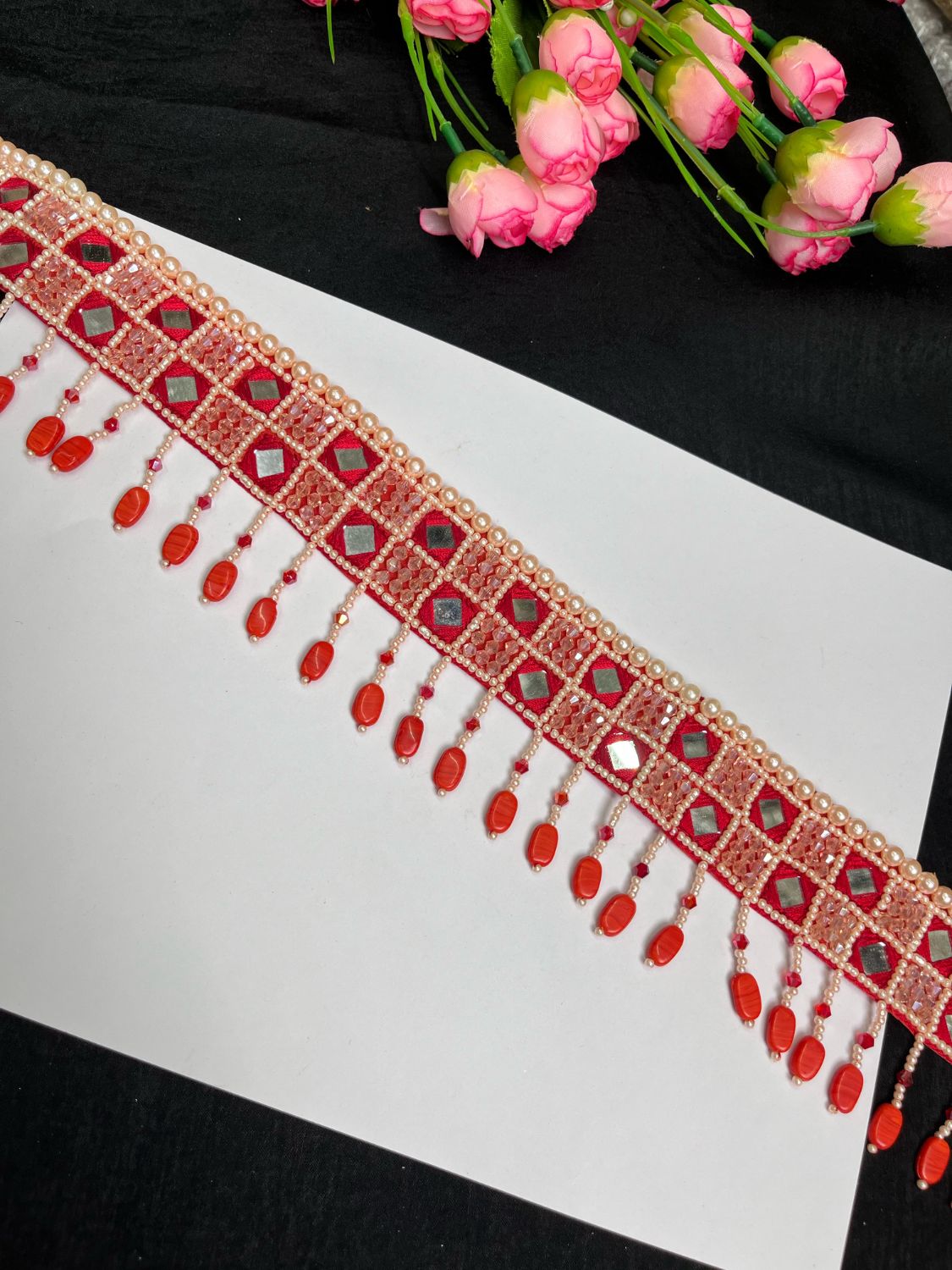 Mirror Beaded Handcrafted Waist Belt – Traditional & Festive Embellished Accessory for Women