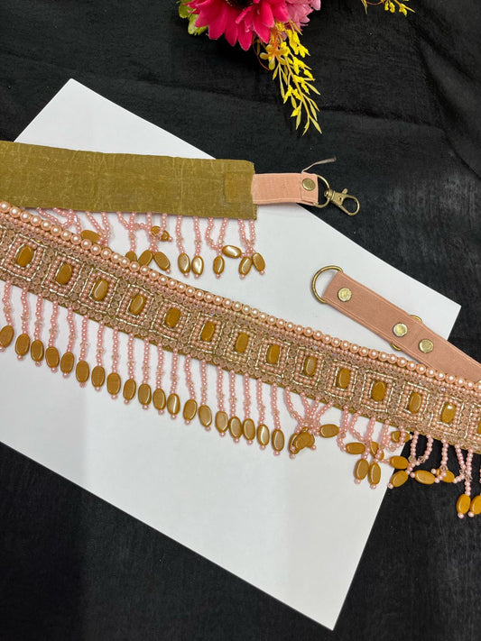 Pearl Beaded Crystal Handcrafted Waist Belt – Festive & Ethnic Style Accessory