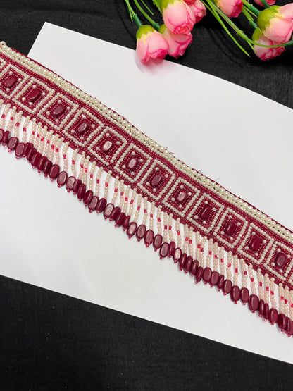 Pearl Hand Embroidered Waist Belt – Elegant Ethnic Accessory for Festive & Bridal Wear