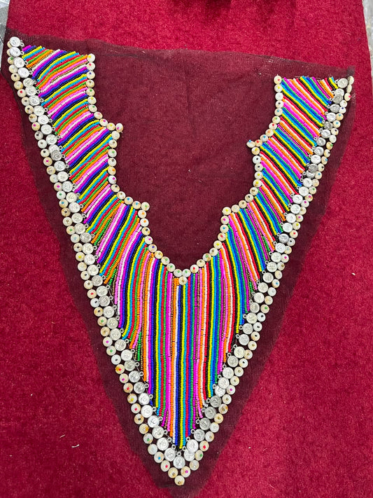 Designer Boho Style Handmade Neck Patch for Kurtis, Dresses & Blouses – Premium Embroidered Neckline Applique | DC0993 | Design 2