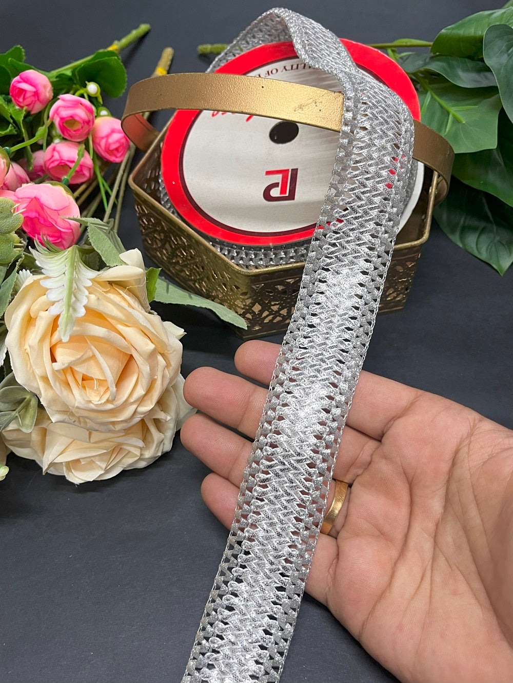 Silver Zari Saree Lace Border – Dupatta Lace Silver – 9 Meter, 1.5 Inch Width