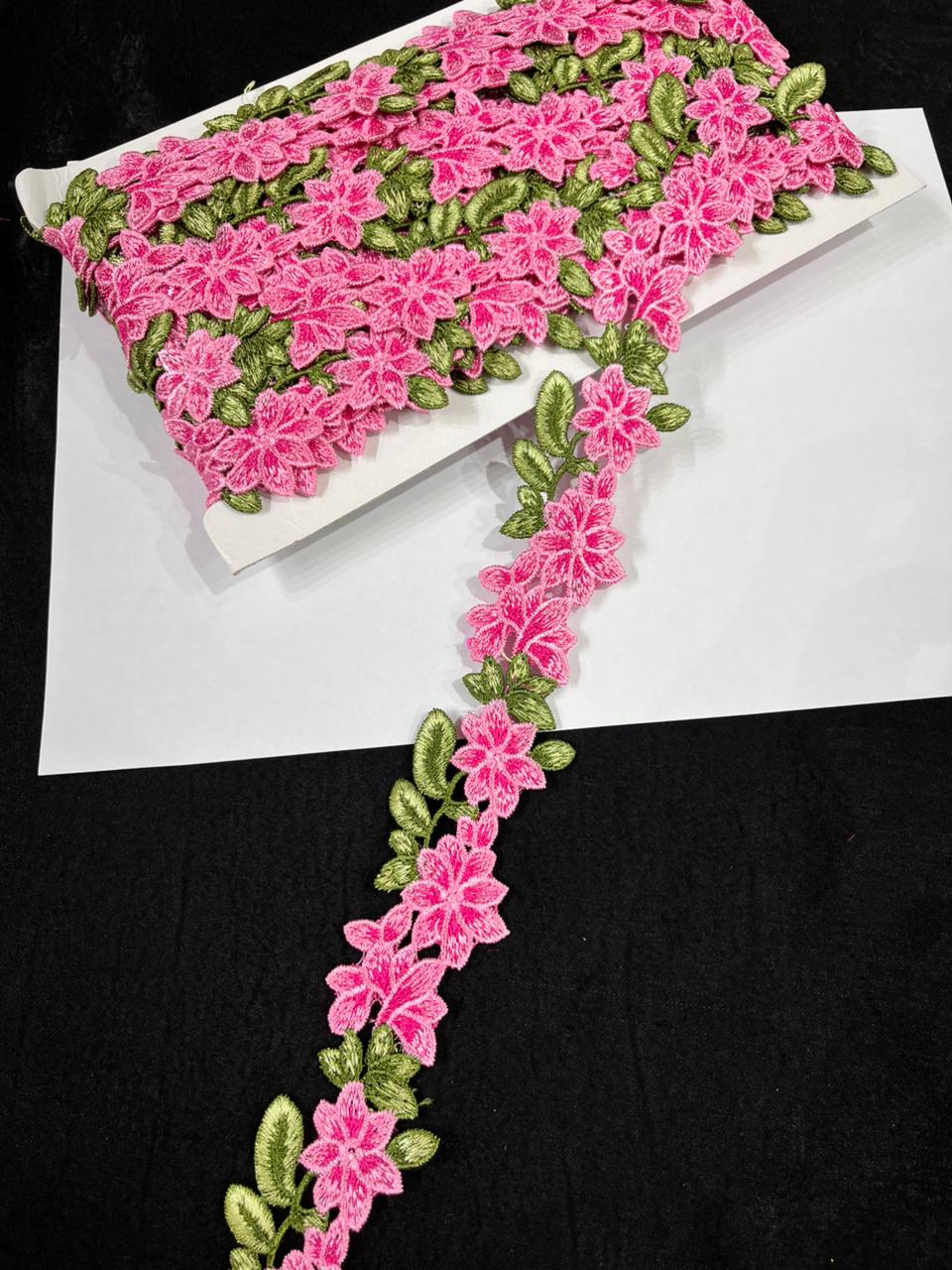 Imported Flower Design Cutwork Lace for Sarees, Dresses & Kurtis – Designer Floral Lace Border Trim (1.5 Inch) | Multi 4