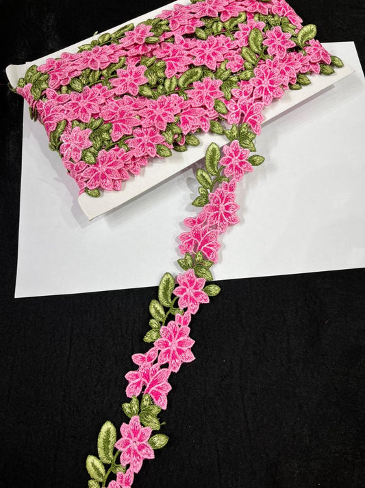 Imported Flower Design Cutwork Lace for Sarees, Dresses & Kurtis – Designer Floral Lace Border Trim (1.5 Inch) | Multi 4