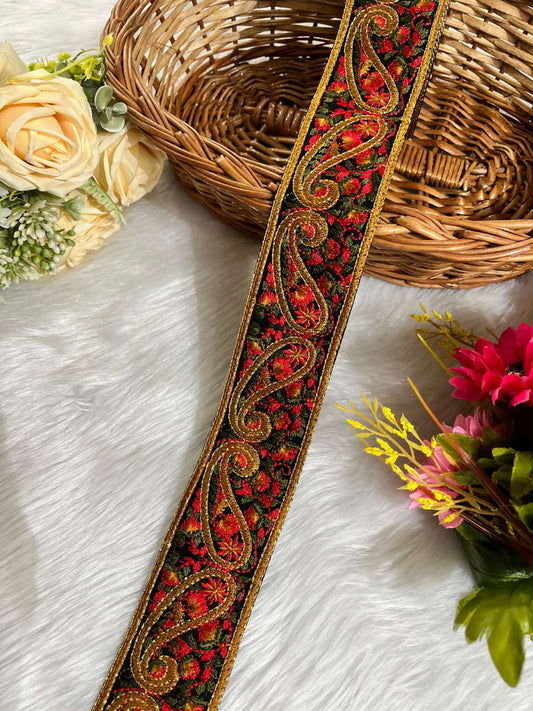 Kashmiri Work Thread Embroidered Saree Lace Border – 9 Meter, 2-Inch Trim for Dupattas & Dresses | Multi 4
