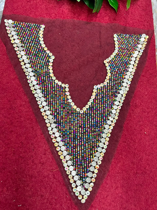 Designer Boho Style Handmade Neck Patch for Kurtis, Dresses & Blouses – Premium Embroidered Neckline Applique | DC0993 | Design 5
