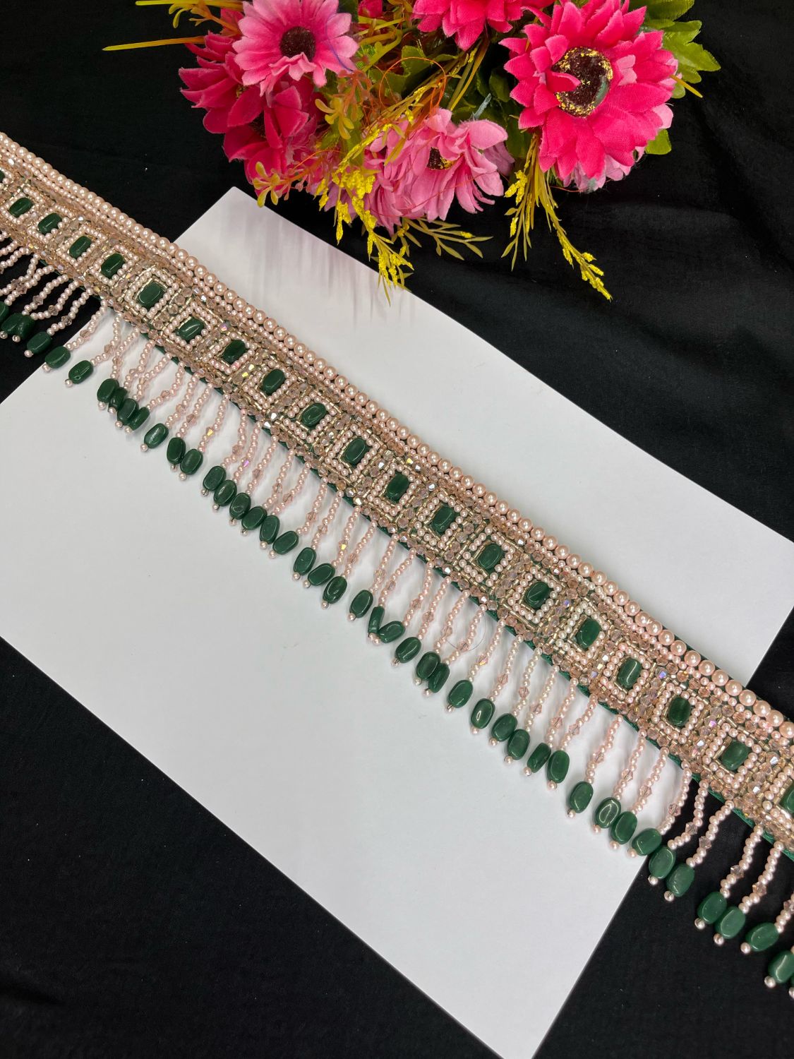 Pearl Beaded Crystal Handcrafted Waist Belt – Festive & Ethnic Style Accessory