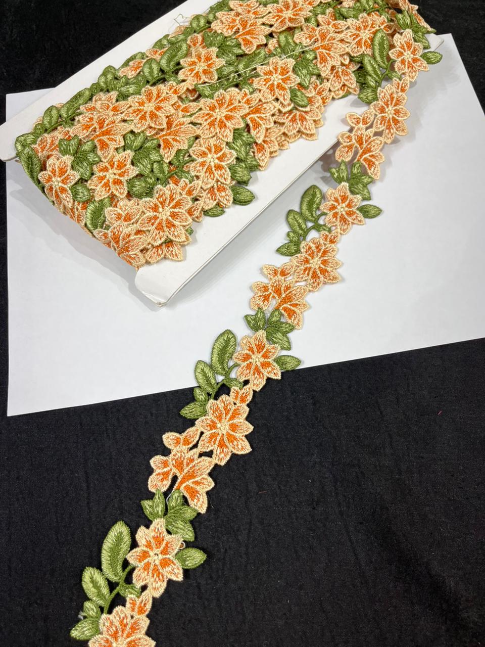 Imported Flower Design Cutwork Lace for Sarees, Dresses & Kurtis – Designer Floral Lace Border Trim (1.5 Inch) | Multi 5