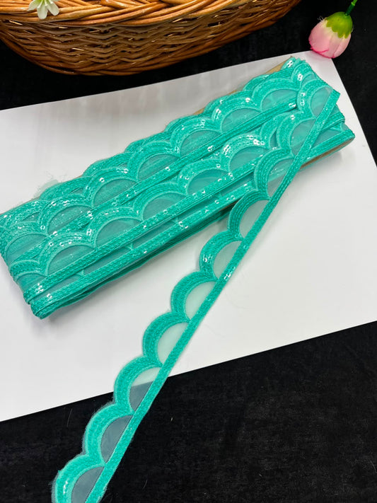 Designer Organza Lace for Sarees, Lehengas, Dupattas & Dresses – Premium Imported Organza Lace Border (1 Inch) | DC1044 | Design 5