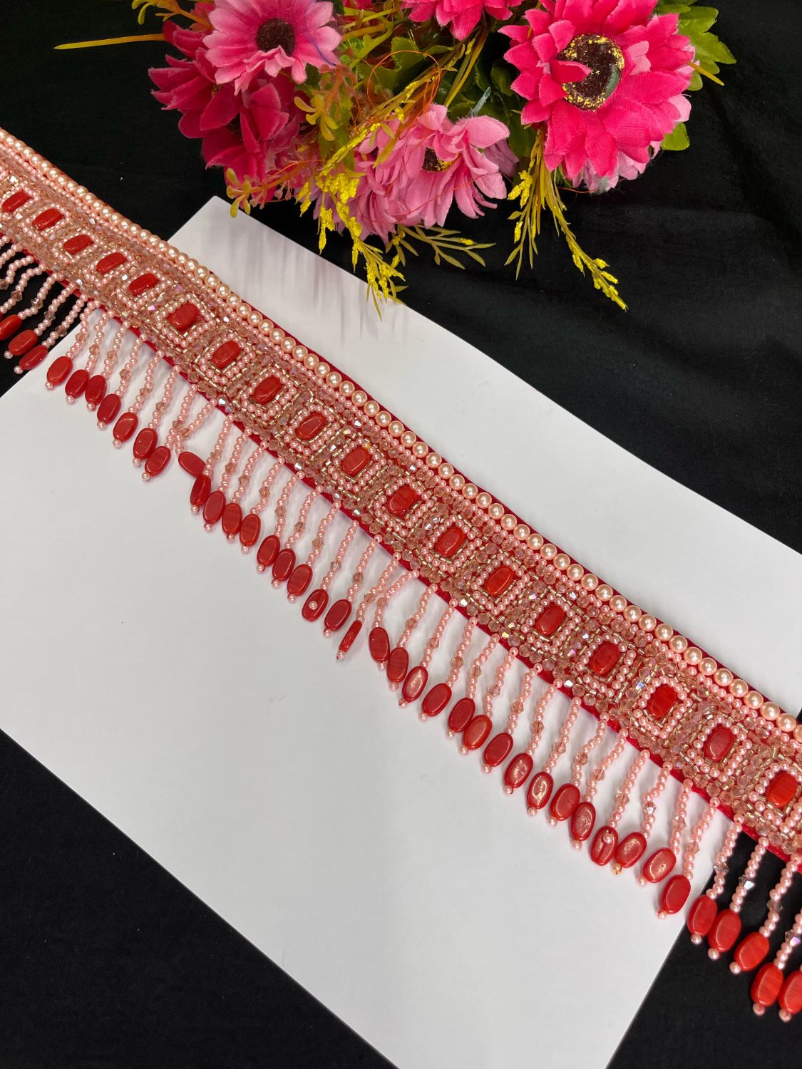 Pearl Beaded Crystal Handcrafted Waist Belt – Festive & Ethnic Style Accessory