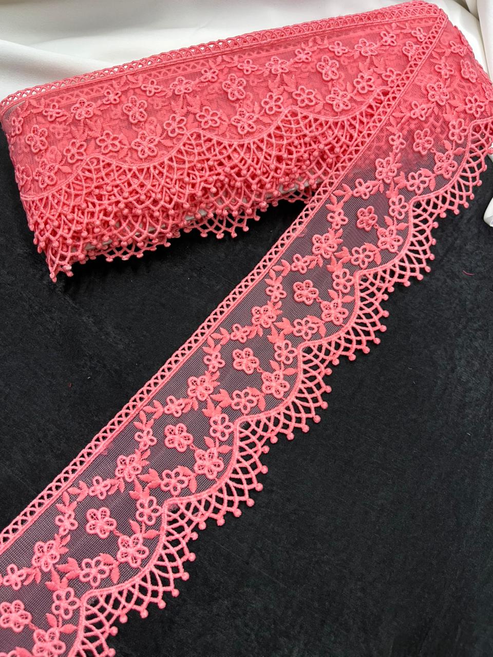 Soft Imported Net Lace Trim – Western Cotton Style Decorative Lace Border for Sarees, Dresses & Kurtis (3 Inch)