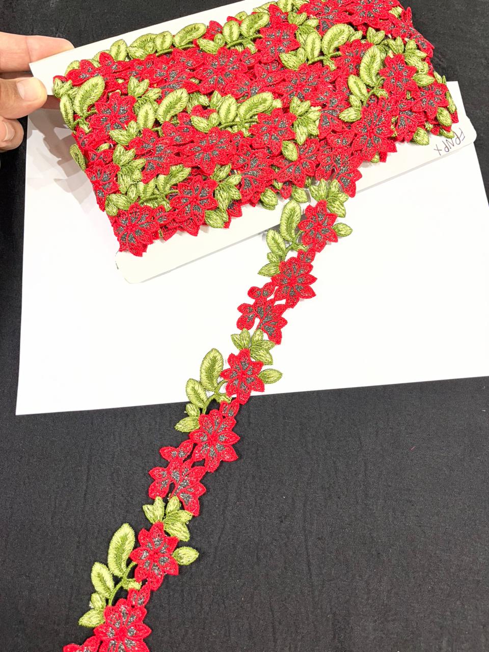 Imported Flower Design Cutwork Lace for Sarees, Dresses & Kurtis – Designer Floral Lace Border Trim (1.5 Inch) | Multi 6