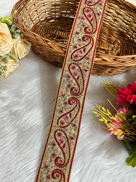 Kashmiri Work Thread Embroidered Saree Lace Border – 9 Meter, 2-Inch Trim for Dupattas & Dresses | Multi 6