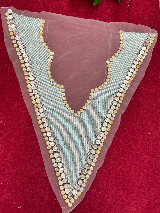 Designer Boho Style Handmade Neck Patch for Kurtis, Dresses & Blouses – Premium Embroidered Neckline Applique | DC0993 | Design 6