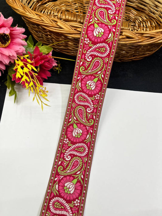 Multi-Color Mango Design Jacquard Banarasi Ribbon Lace for Sarees & Dresses (9 Meter)