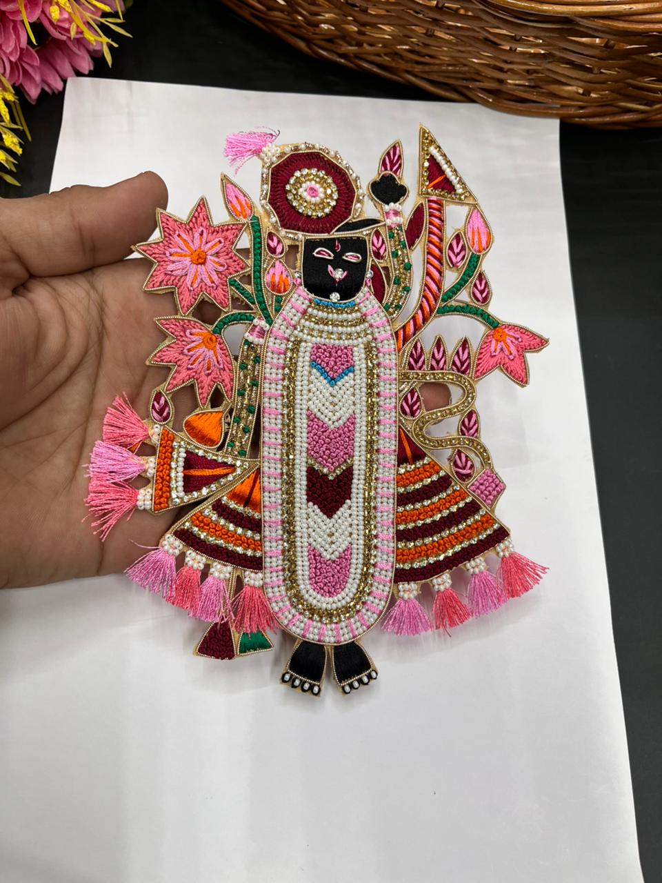 Handcrafted Shreenathji Embroidered Patch – Premium Devotional Designer Accent