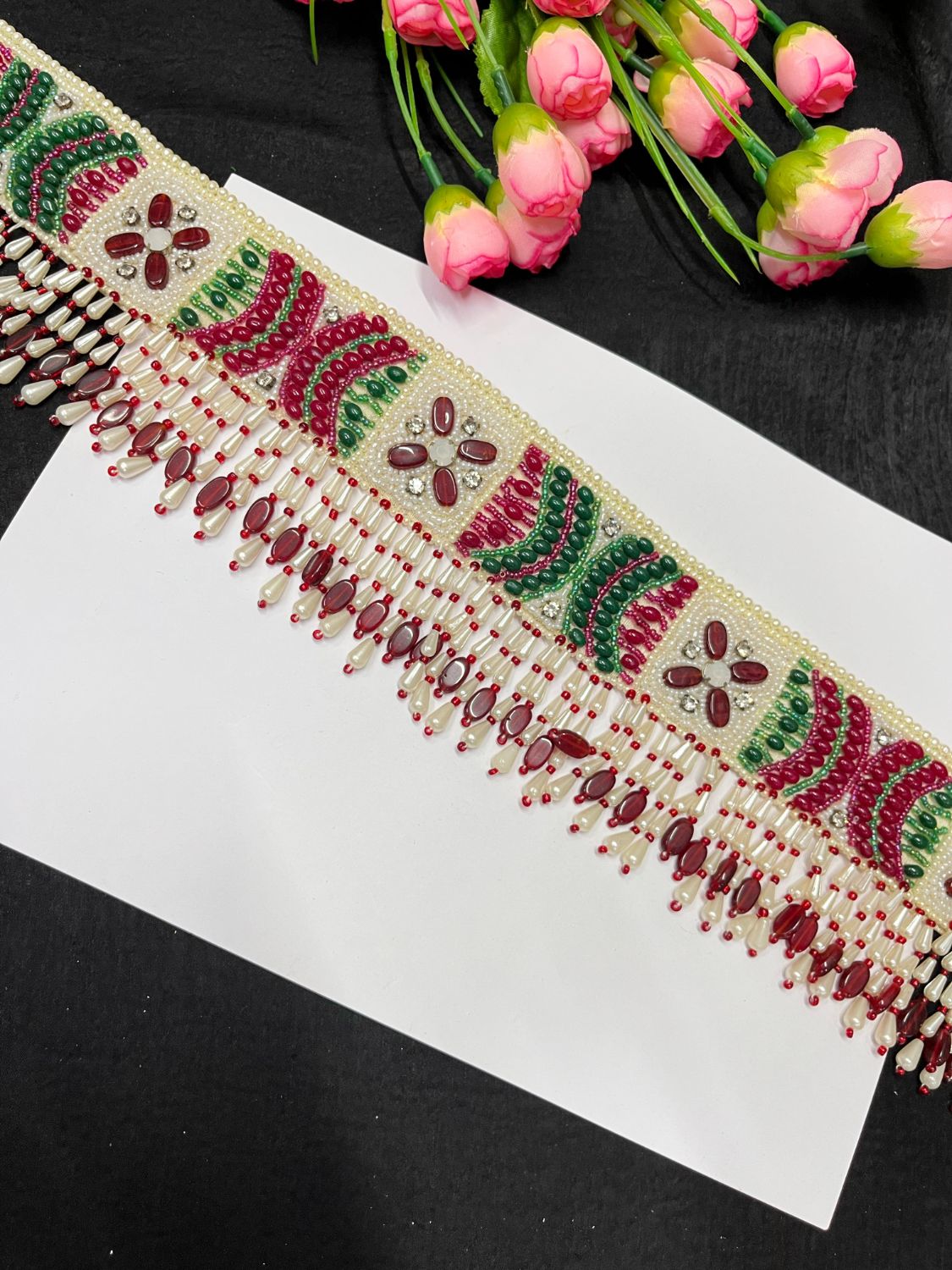 Pearl Hand Embroidered Waist Belt – Elegant Ethnic Accessory for Festive & Bridal Wear