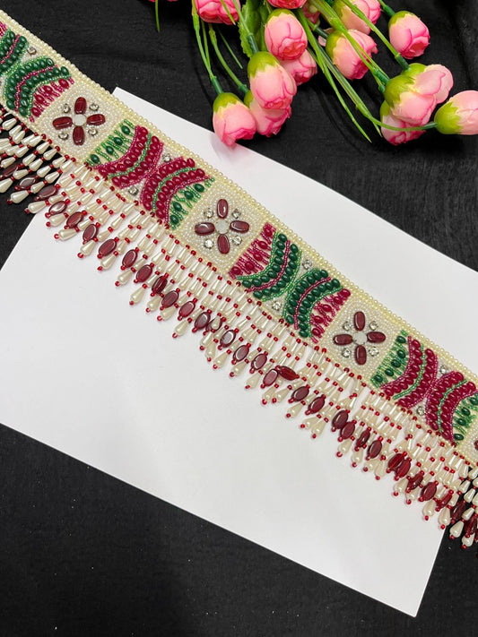 Pearl Hand Embroidered Waist Belt – Elegant Ethnic Accessory for Festive & Bridal Wear