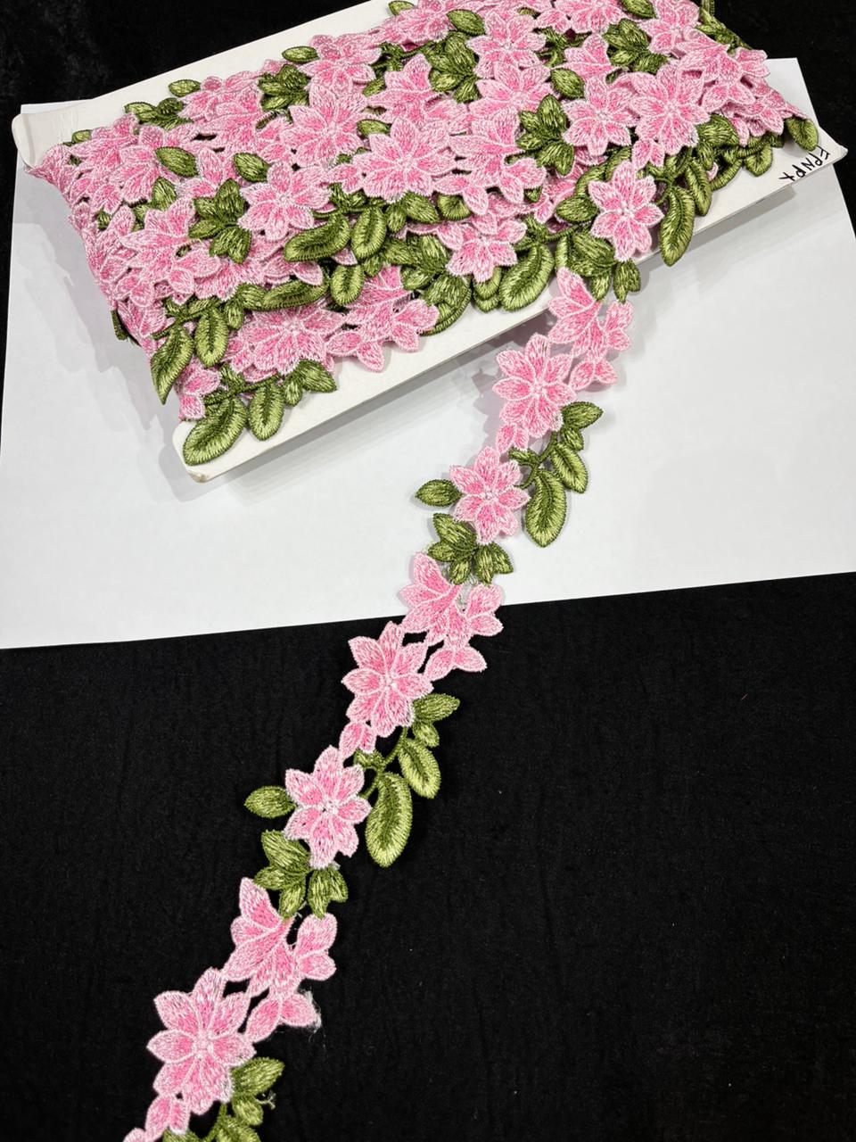 Imported Flower Design Cutwork Lace for Sarees, Dresses & Kurtis – Designer Floral Lace Border Trim (1.5 Inch) | Multi 7