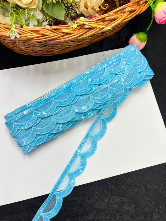 Designer Organza Lace for Sarees, Lehengas, Dupattas & Dresses – Premium Imported Organza Lace Border (1 Inch) | DC1044 | Design 7