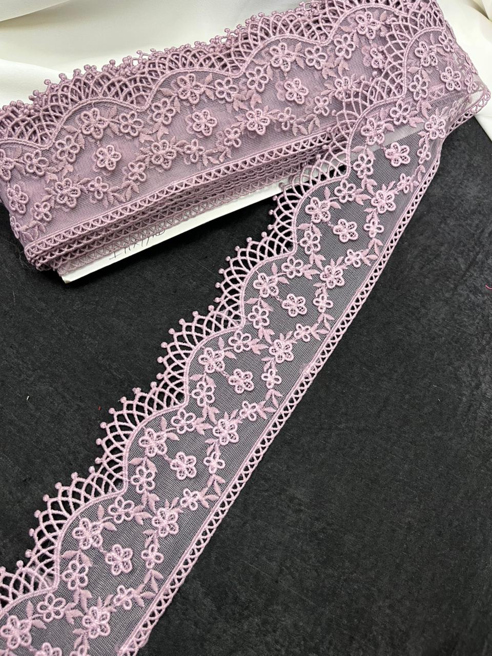 Soft Imported Net Lace Trim – Western Cotton Style Decorative Lace Border for Sarees, Dresses & Kurtis (3 Inch)