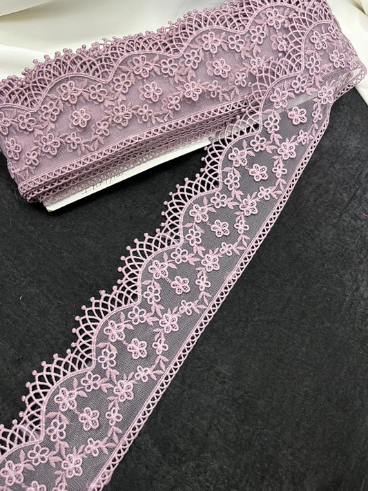 Soft Imported Net Lace Trim – Western Cotton Style Decorative Lace Border for Sarees, Dresses & Kurtis (3 Inch)