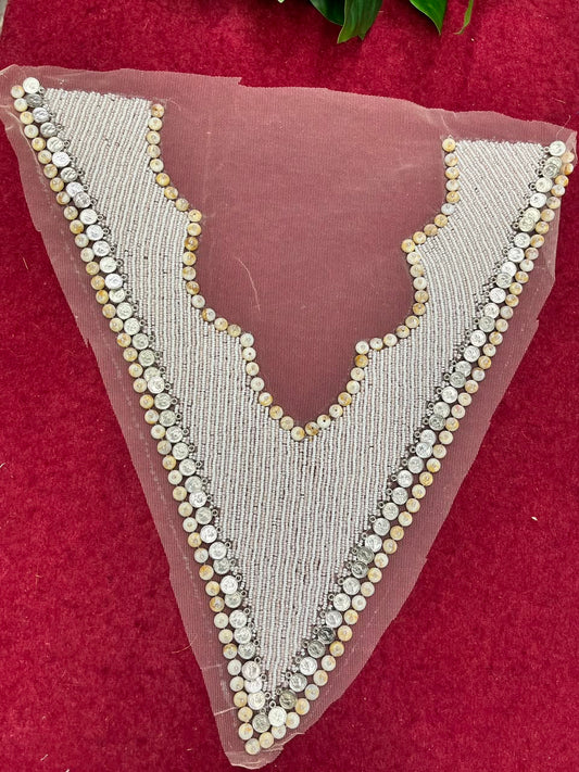 Designer Boho Style Handmade Neck Patch for Kurtis, Dresses & Blouses – Premium Embroidered Neckline Applique | DC0993 | Design 7
