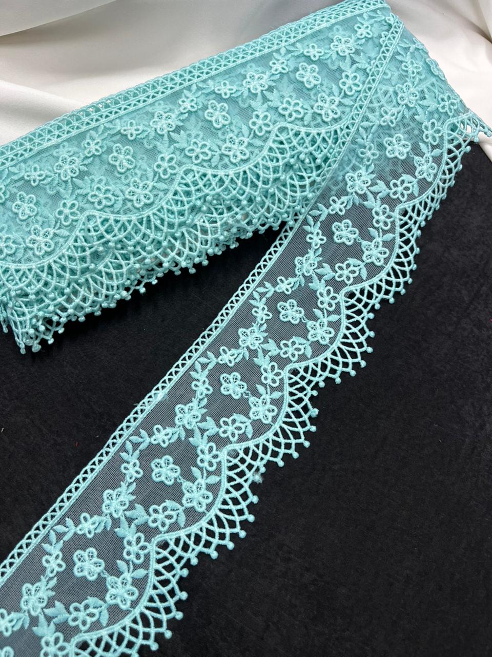 Soft Imported Net Lace Trim – Western Cotton Style Decorative Lace Border for Sarees, Dresses & Kurtis (3 Inch)