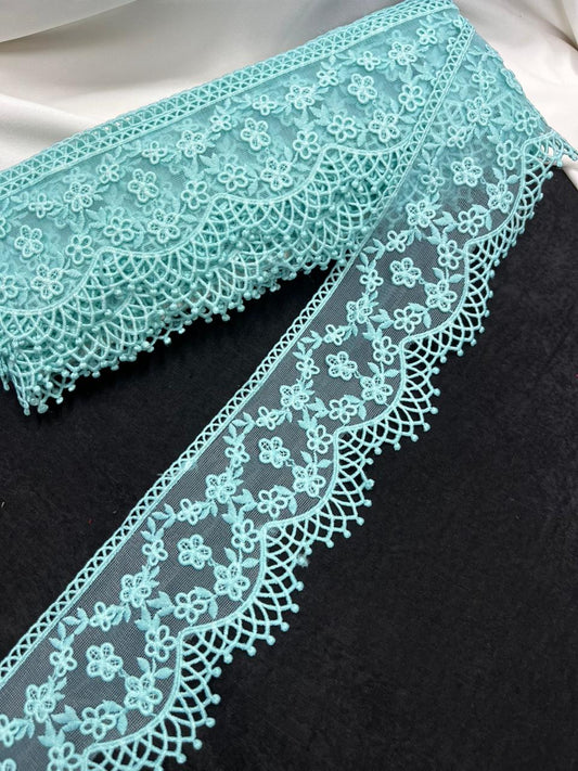 Soft Imported Net Lace Trim – Western Cotton Style Decorative Lace Border for Sarees, Dresses & Kurtis (3 Inch)