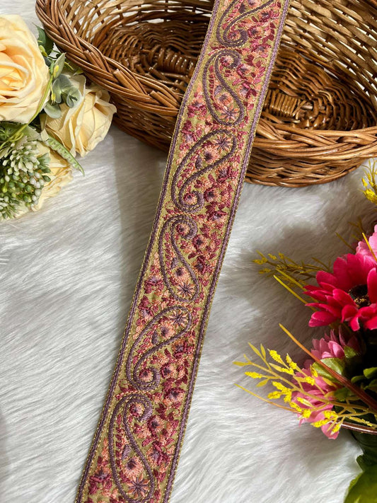 Kashmiri Work Thread Embroidered Saree Lace Border – 9 Meter, 2-Inch Trim for Dupattas & Dresses | Multi 8