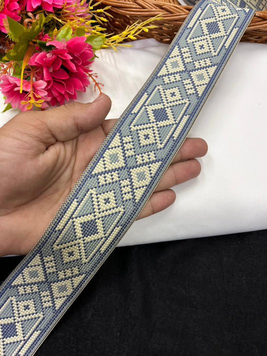 Designer Brocket Thread Embroidery Lace for Sarees, Kurtis & Dresses – Elegant Embroidered Lace Border (2.5 Inch) | Multi 8