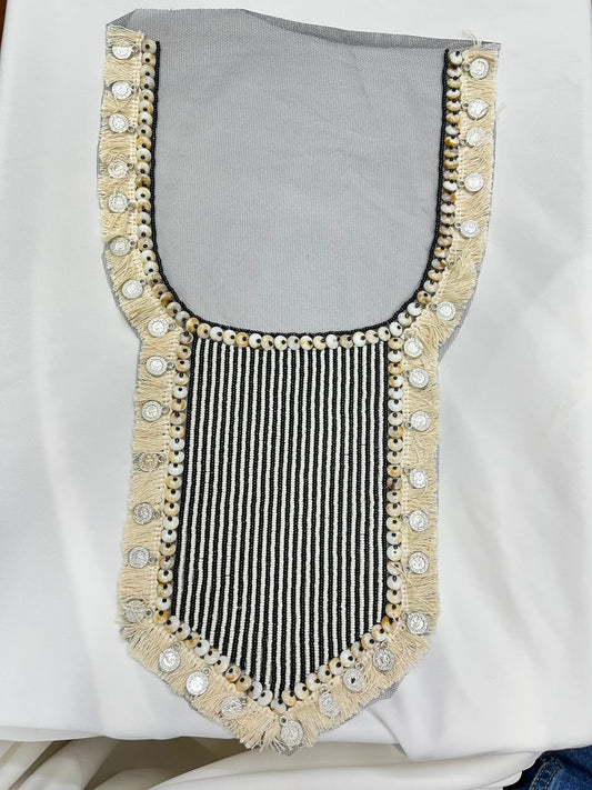 Designer Boho Style Handmade Neck Patch for Kurtis, Dresses & Blouses – Premium Embroidered Neckline Applique | DC0994 | Design 8