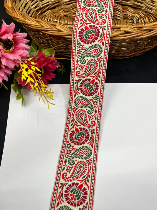 Multi-Color Mango Design Jacquard Banarasi Ribbon Lace for Sarees & Dresses (9 Meter)