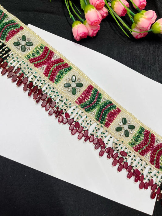 Pearl Hand Embroidered Waist Belt – Elegant Ethnic Accessory for Festive & Bridal Wear