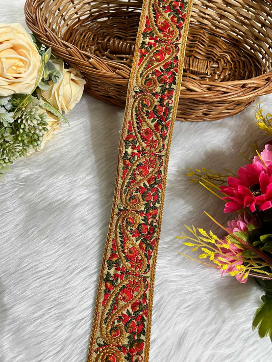 Kashmiri Work Thread Embroidered Saree Lace Border – 9 Meter, 2-Inch Trim for Dupattas & Dresses | Multi 9