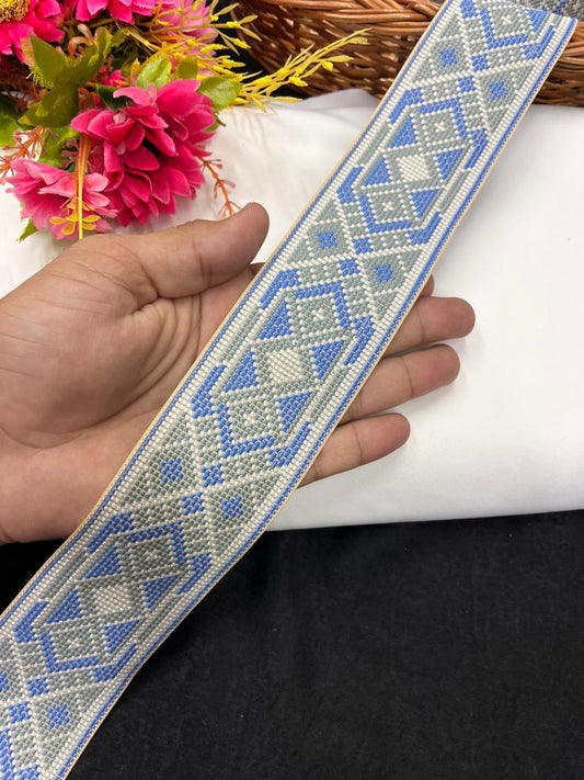 Designer Brocket Thread Embroidery Lace for Sarees, Kurtis & Dresses – Elegant Embroidered Lace Border (2.5 Inch) | Multi 9