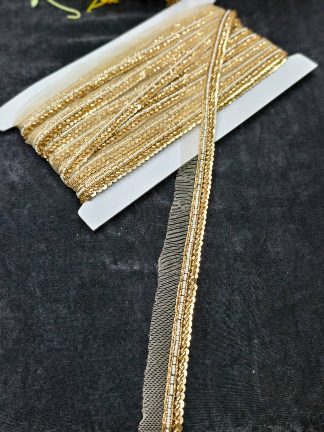 Handmade Jardoshi Work Saree Laces Border for Sarees & Dupattas – 9 Meters, 0.5-Inch Embroidered Trim | Antique Gold