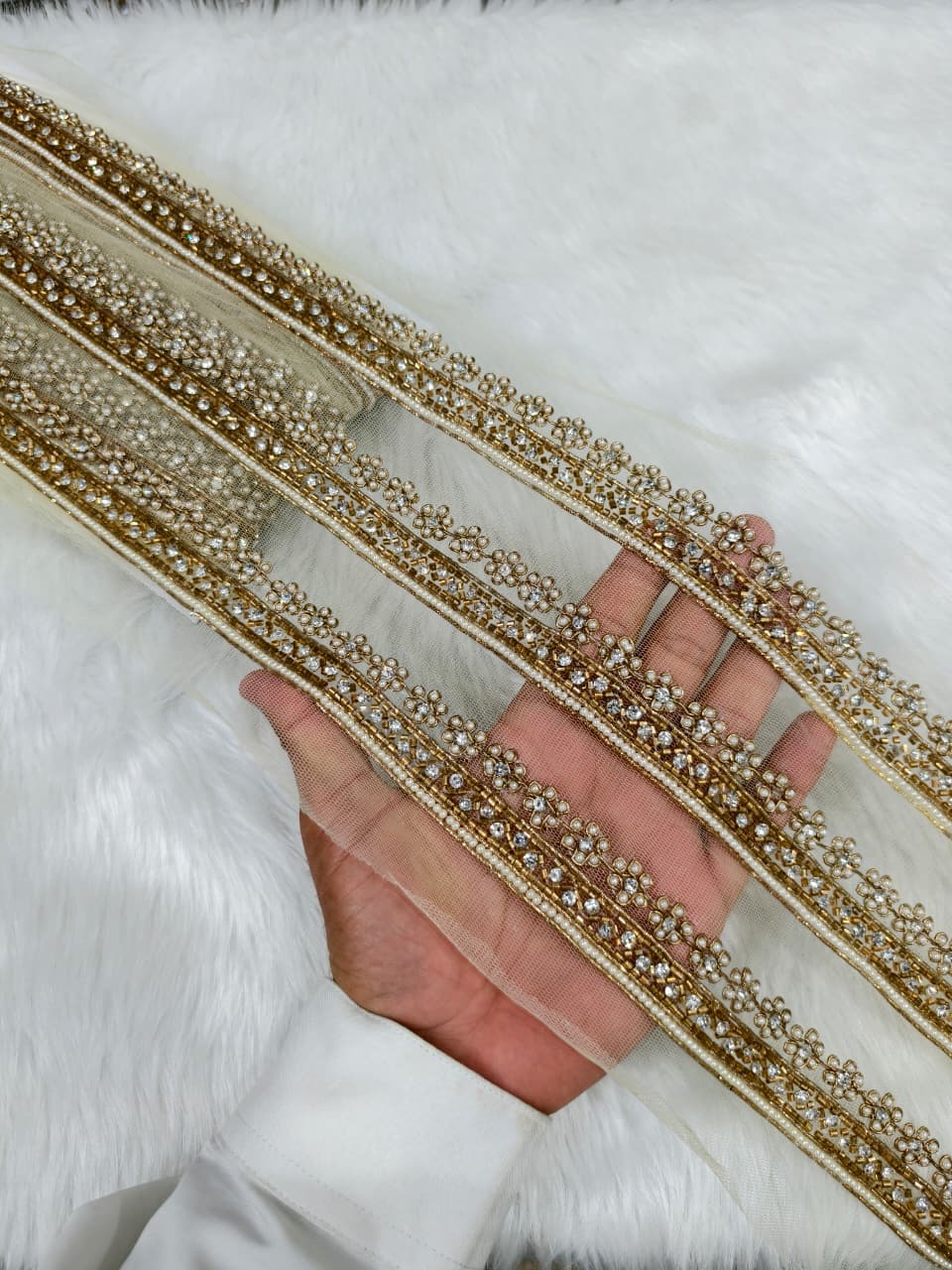 Handmade Zardosi Work Saree Laces Border – 9 Meters, 1-Inch Embroidered Trim for Sarees, Dupattas & Ethnic Wear | Antique Gold