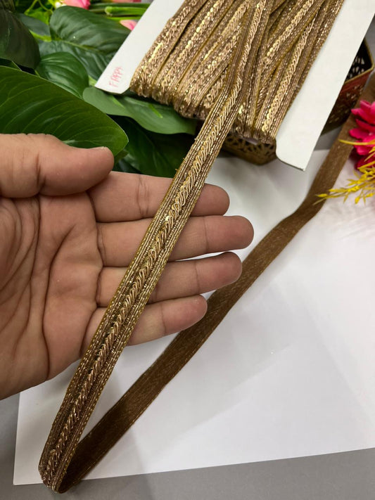 Handcrafted Zardozi Dabka Work Borders – Premium Half Inch Handmade Decorative Lace for Bridal & Ethnic Wear (9 Meter) | Antique