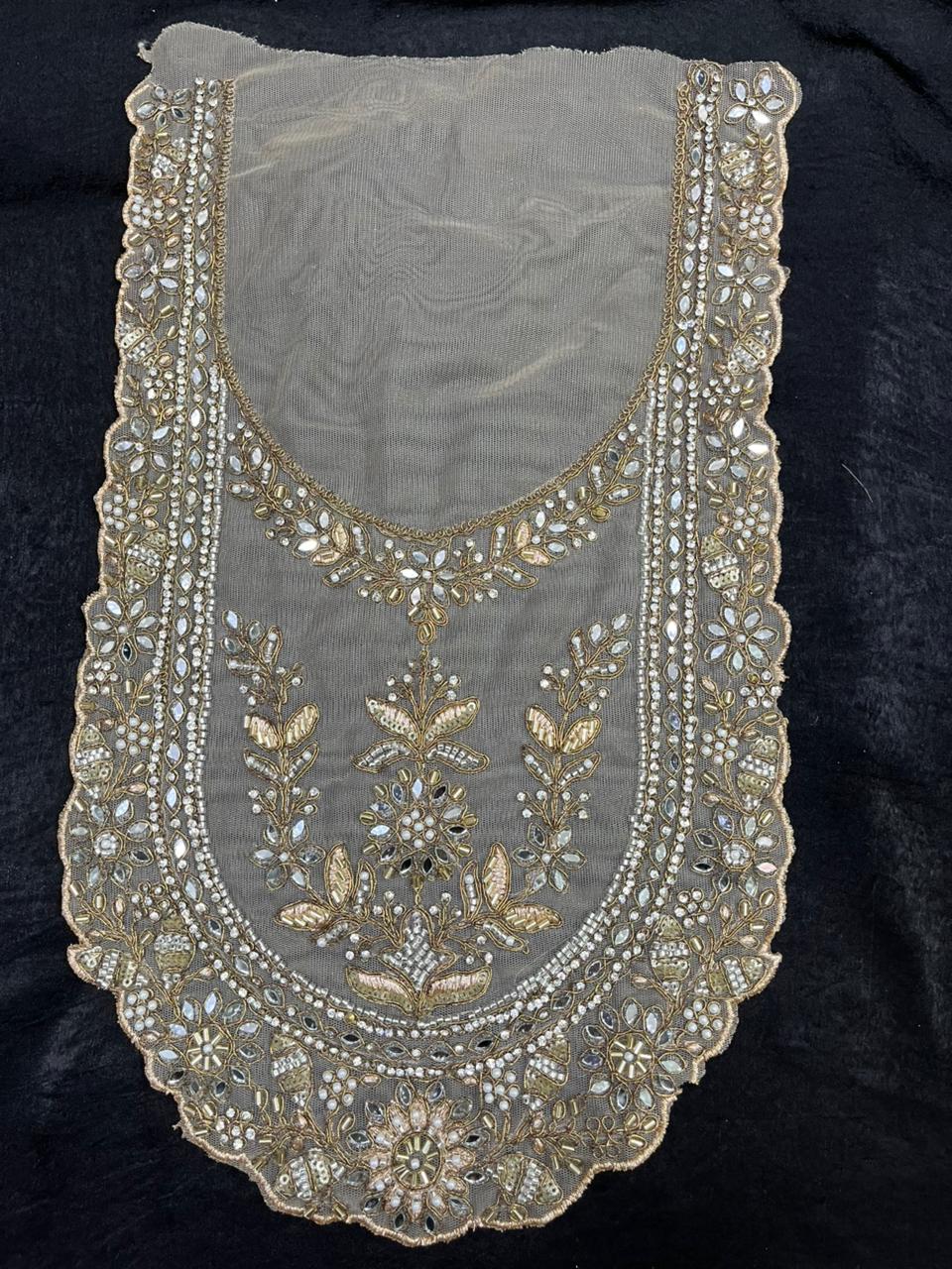 Embroidered Neck Patch for Kurti & Suits – Elegant Designer Decorative Neck Applique | Antique
